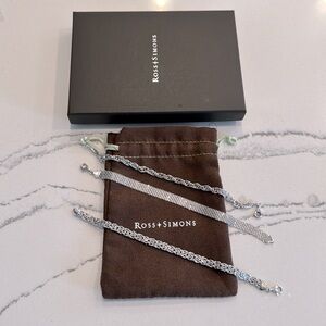 NEW Ross Simons Sterling Silver Bracelet Set Byzantine, Bismark, Rope